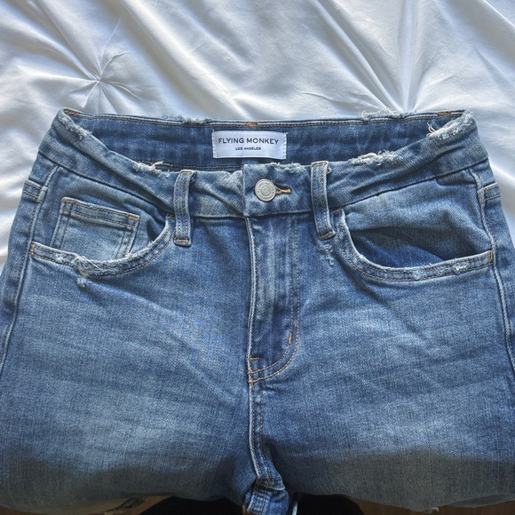 VERVET BY FLYING MONKEY Distressed Wide Leg Blue Jeans - Picture 9 of 9